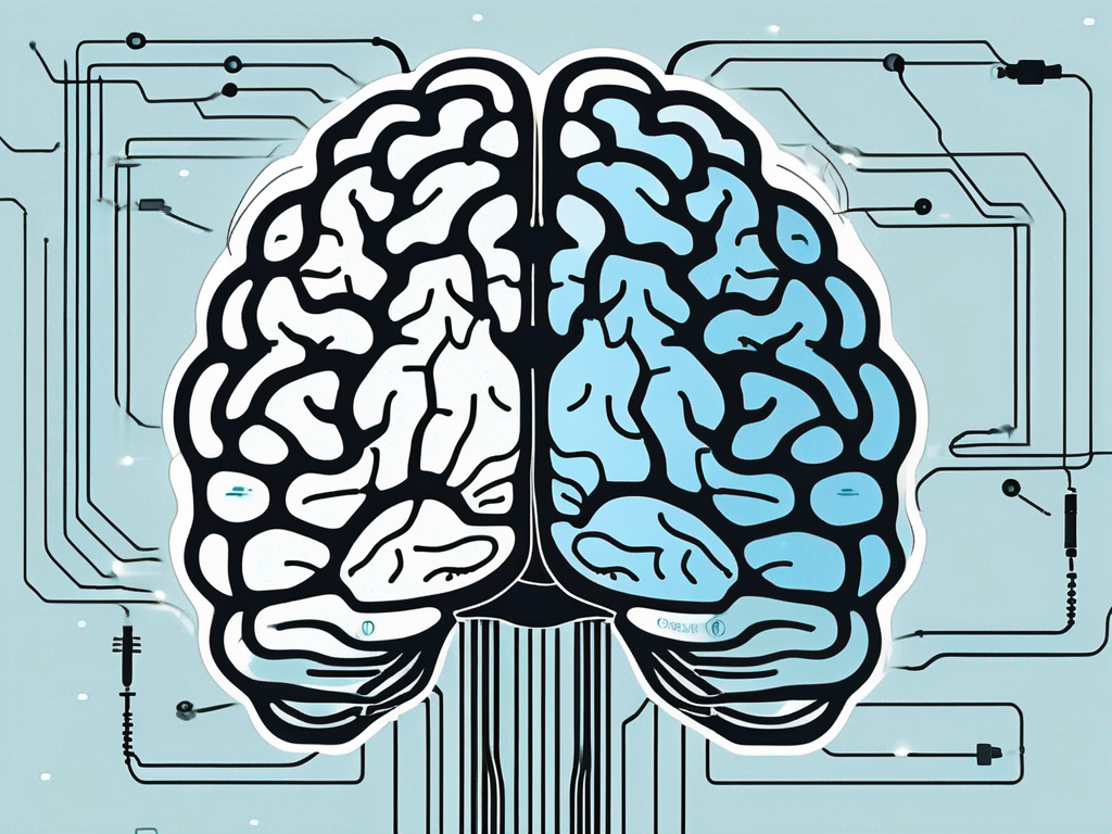 The human brain highlighting the basal ganglia region with electrical impulses signifying deep brain stimulation