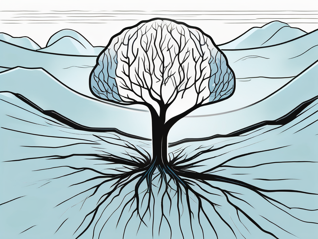 A young sapling in a barren landscape to metaphorically represent a developing brain lacking stimulation