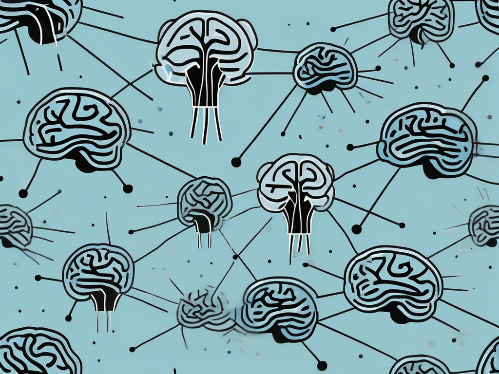 A brain with various points being targeted by symbolic electrical pulses