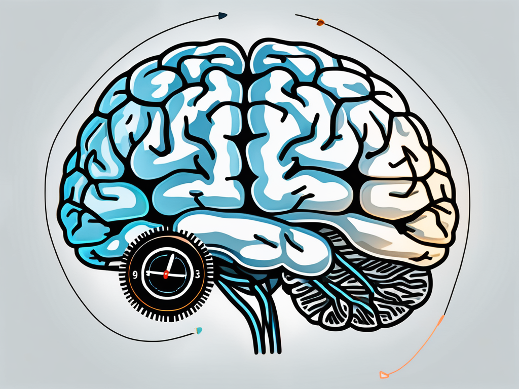 A brain with highlighted areas indicating deep brain stimulation