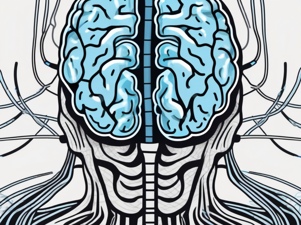 A brain with distinct areas highlighted to represent a stroke and a brain tumor