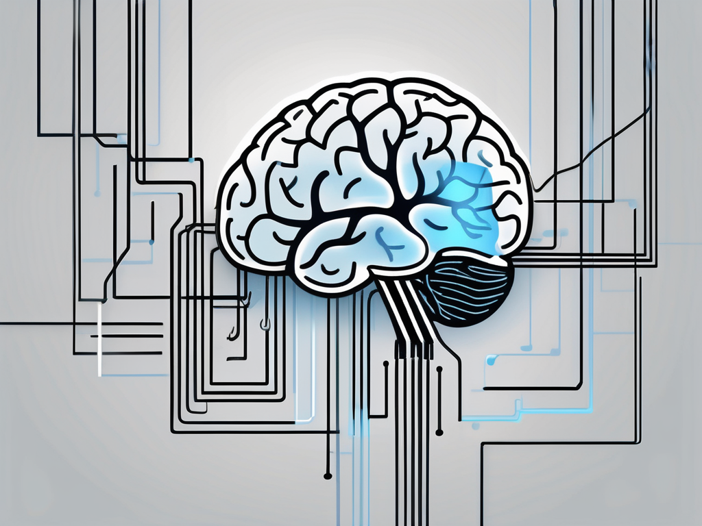 A brain with various sections highlighted and a stylized representation of electrical pulses targeting specific areas