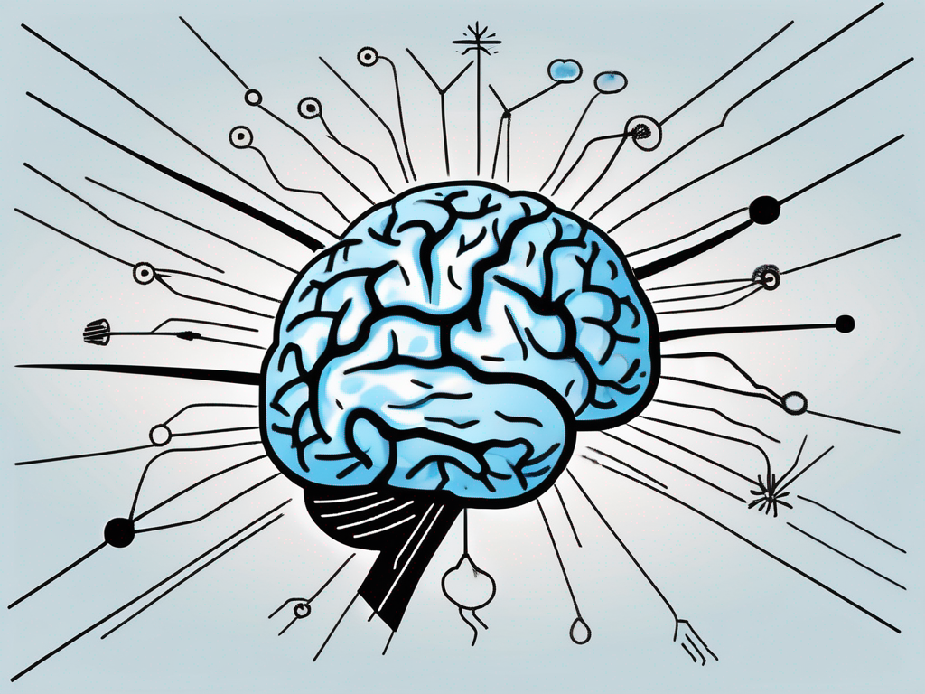 A brain with various sections highlighted and linked to symbols representing different psychological disorders