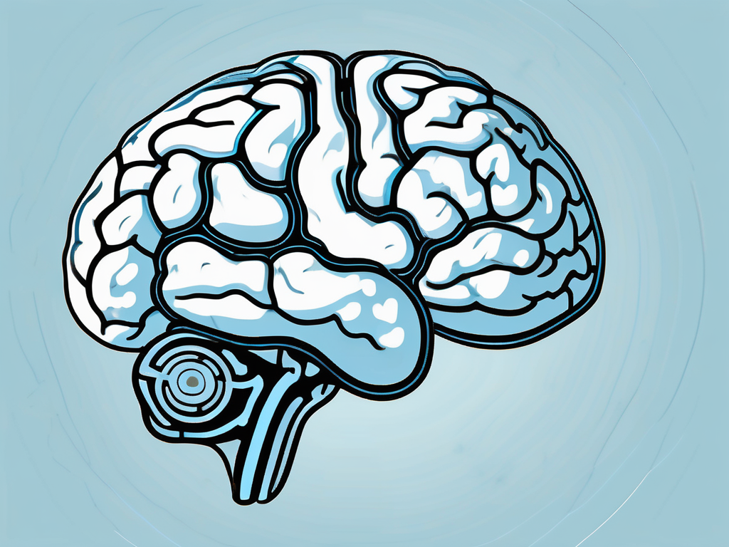 A stylized human brain with a highlighted area representing the hypothalamus