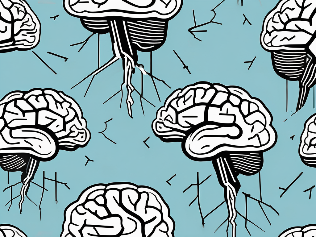 A human brain with various parts highlighted and subtle lightning bolts indicating stimulation