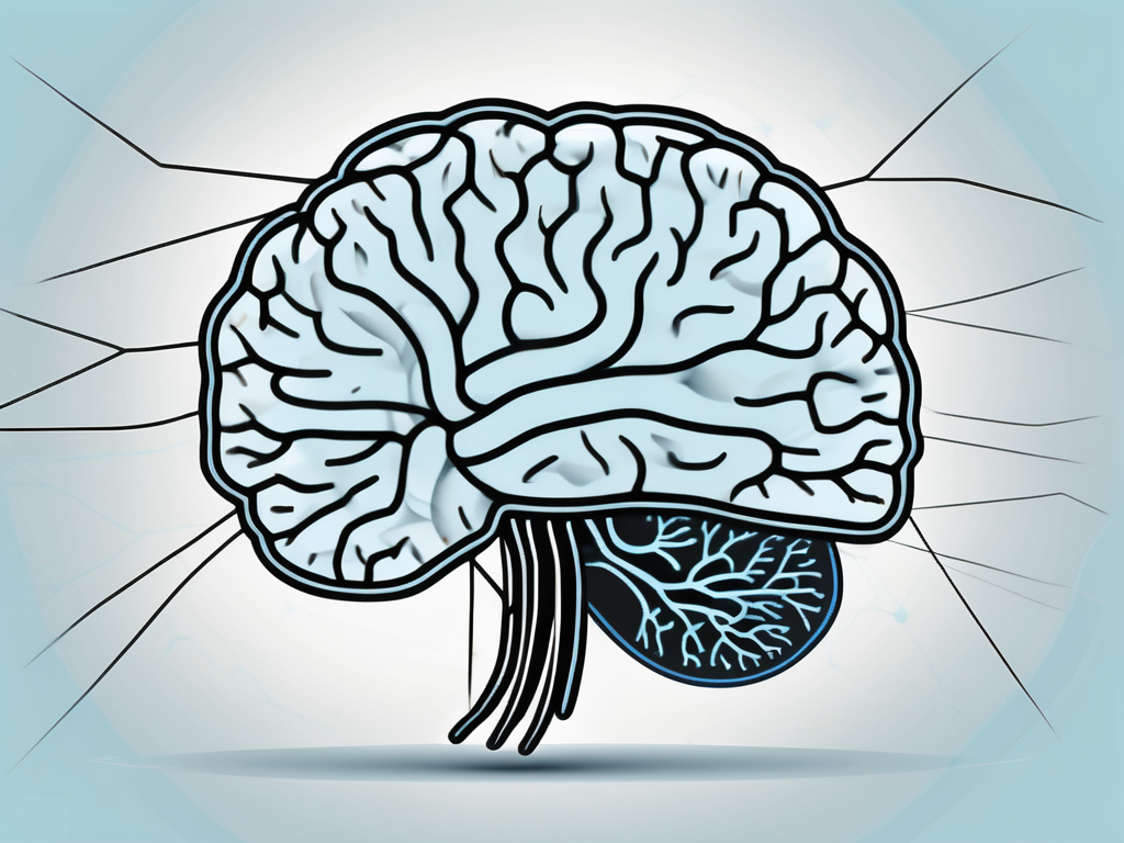 A brain with highlighted areas to signify increased activity