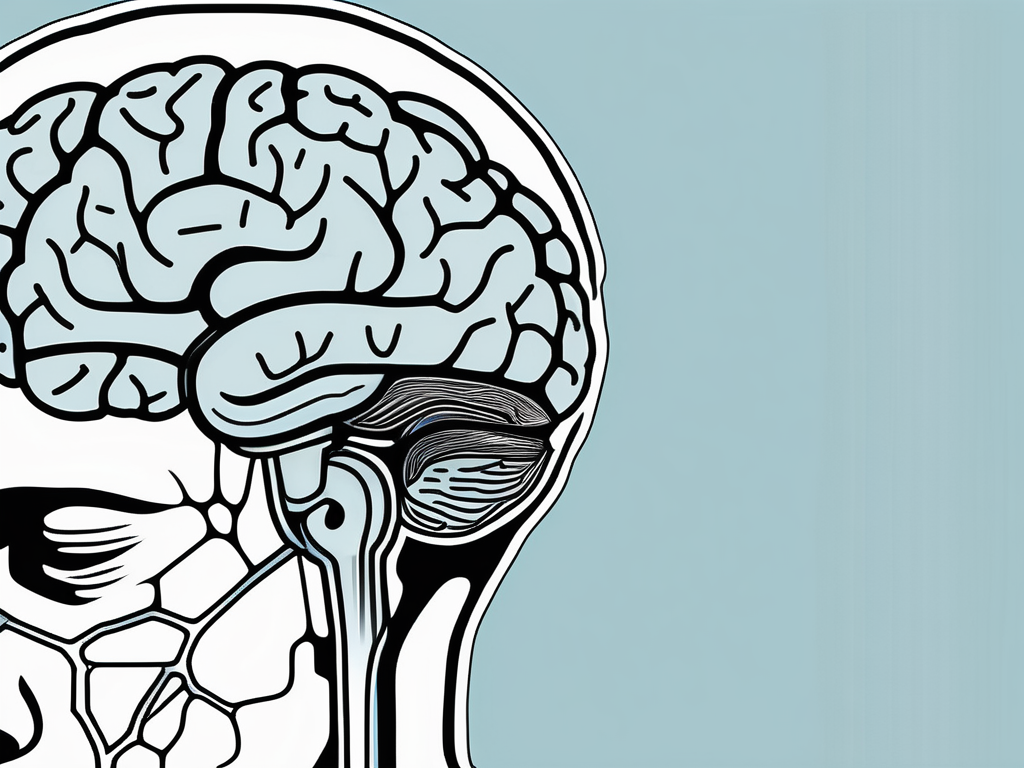 A human brain with highlighted areas and lines indicating deep brain stimulation