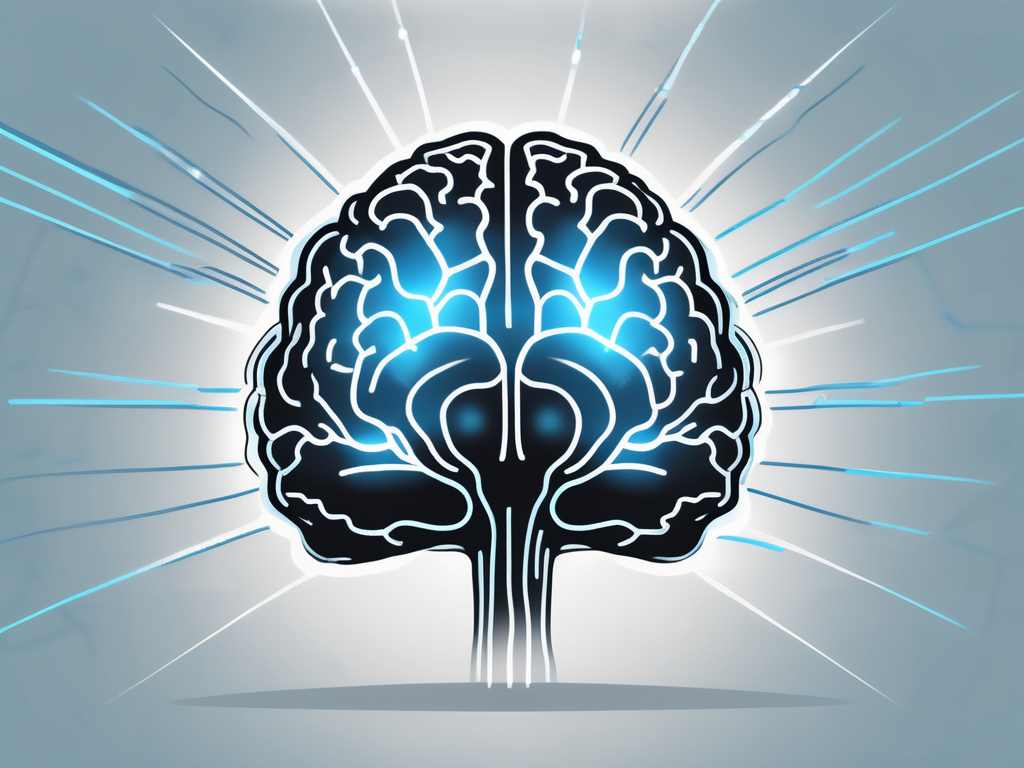 A human brain illuminated with rays of light