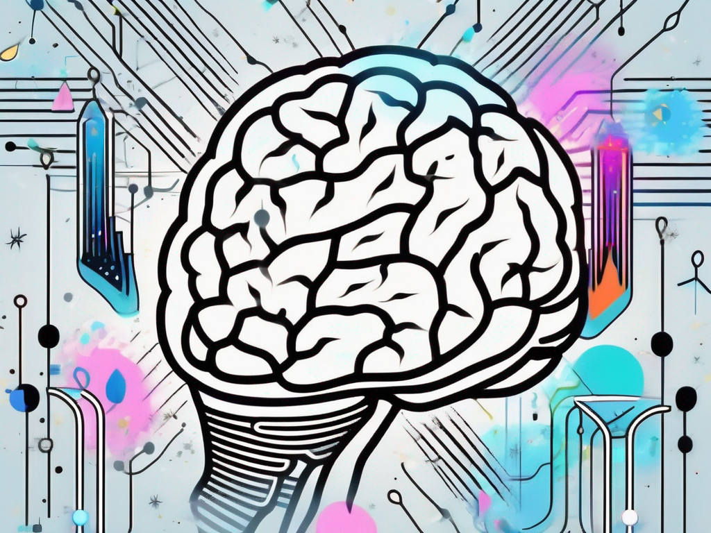 A brain with vibrant colors indicating areas of stimulation and dopamine release