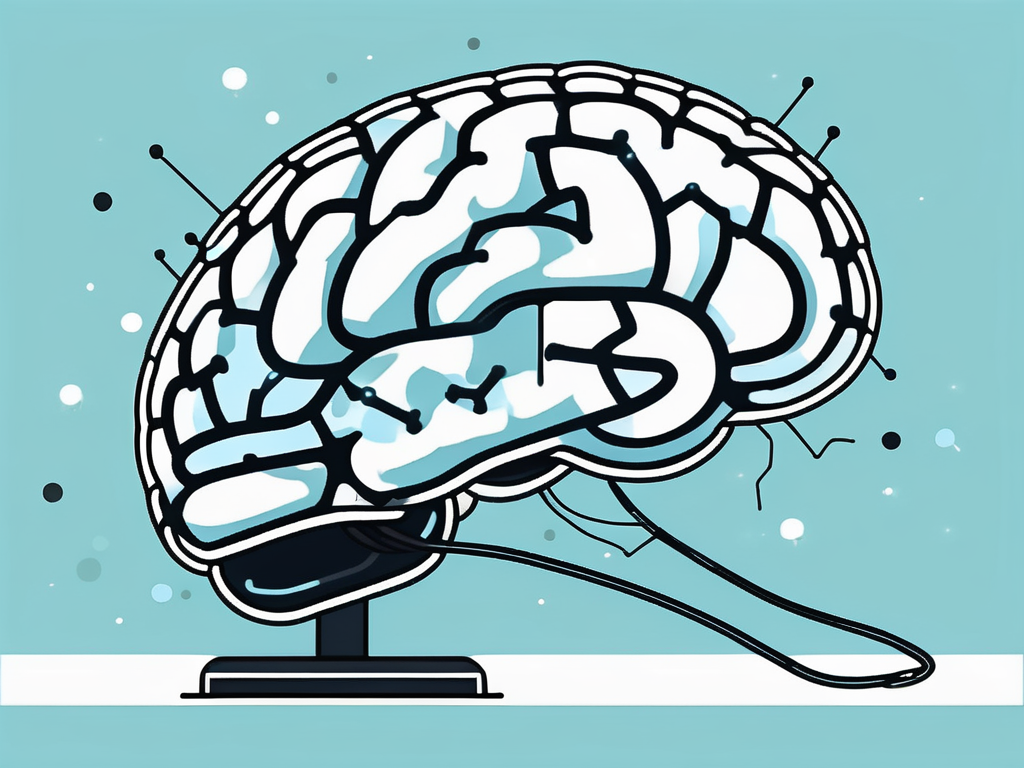 A brain connected to various scientific equipment