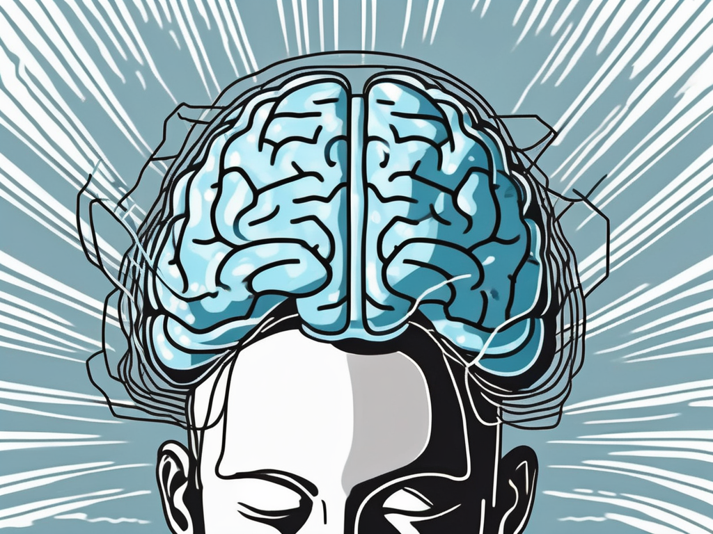 A brain with small electrical pulses or waves emanating from a specific area to represent deep brain stimulation therapy