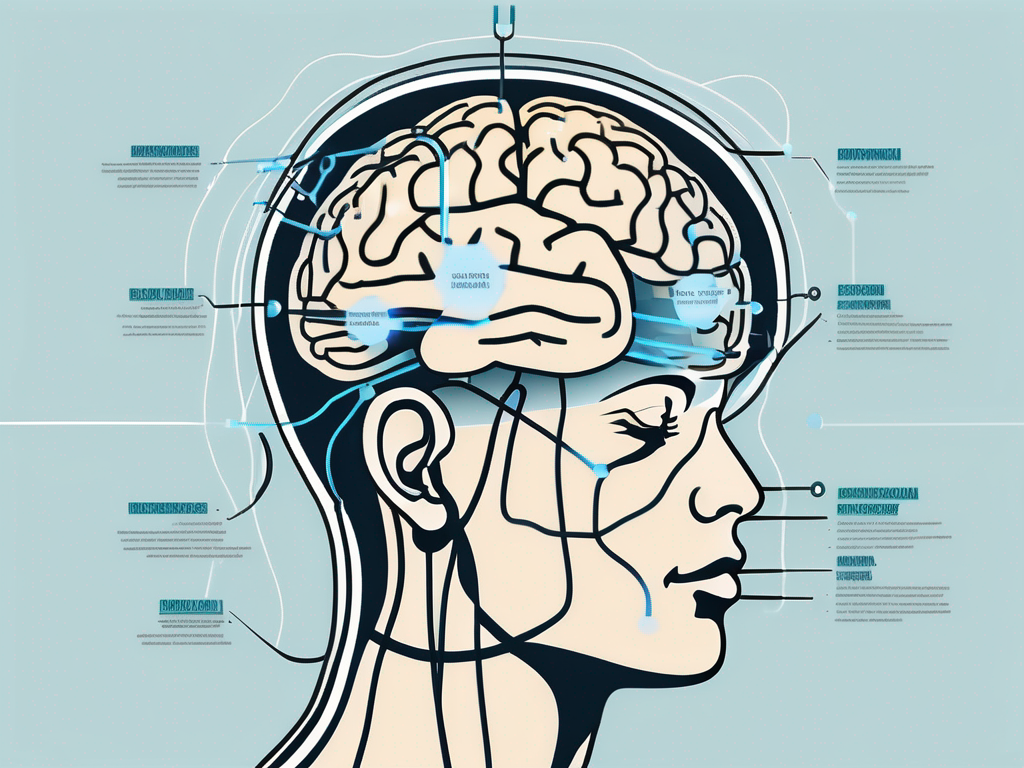 A brain with highlighted areas indicating the regions targeted during deep brain stimulation