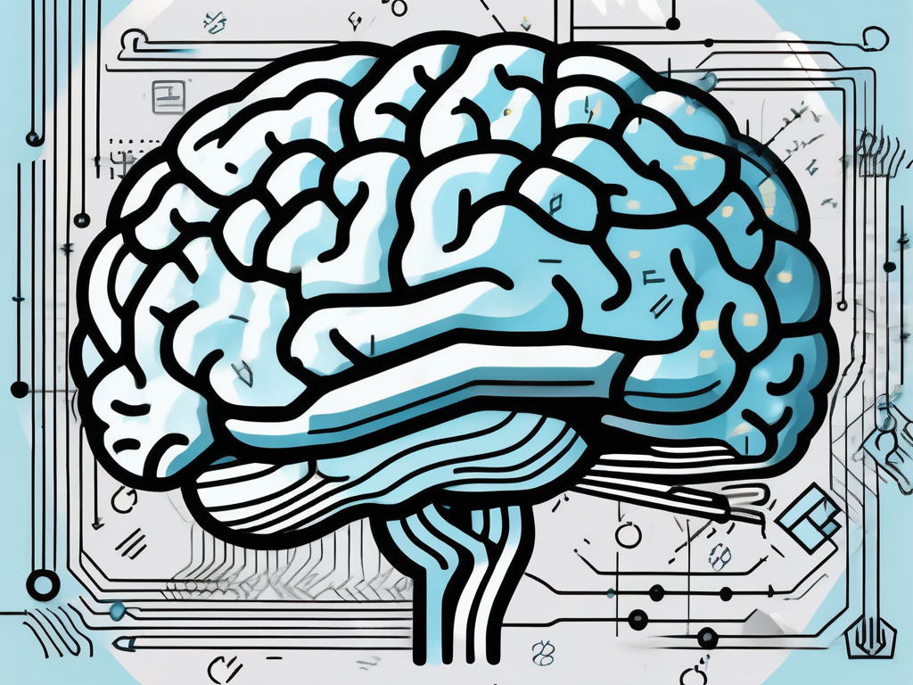 A brain with a highlighted area indicating deep brain stimulation