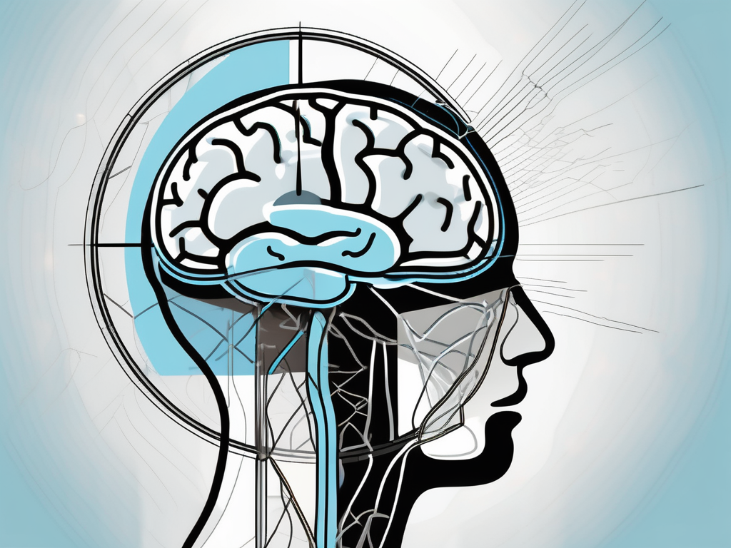 A brain with highlighted areas signifying deep brain stimulation