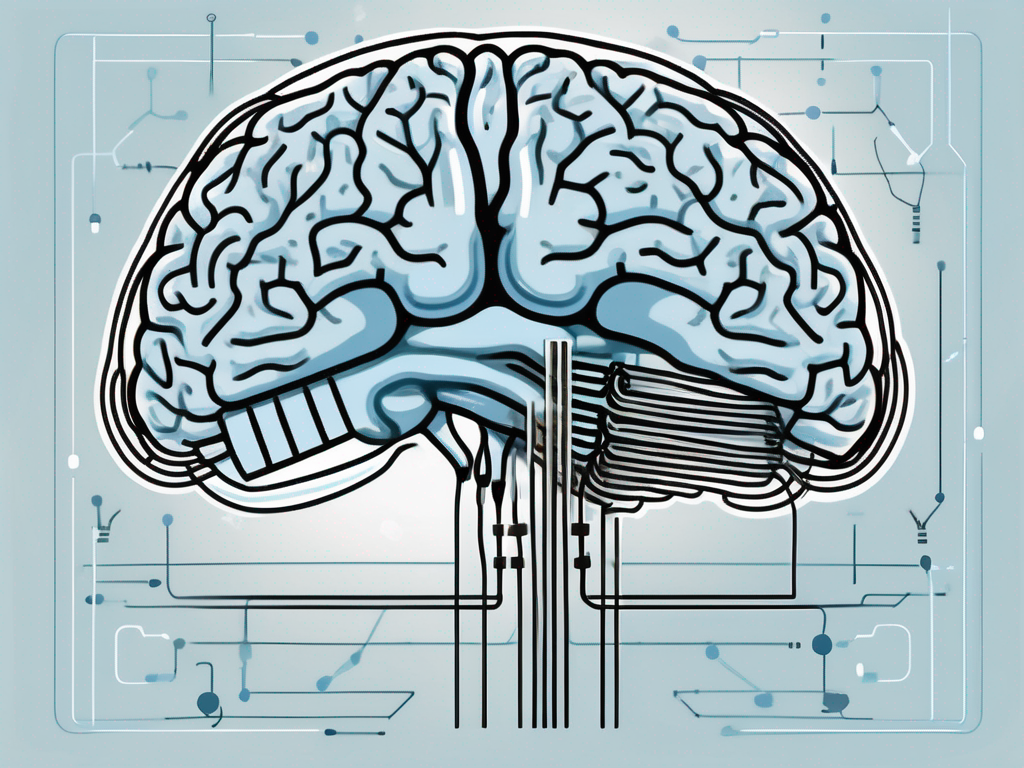 A brain with small electrical impulses highlighting the deep brain regions