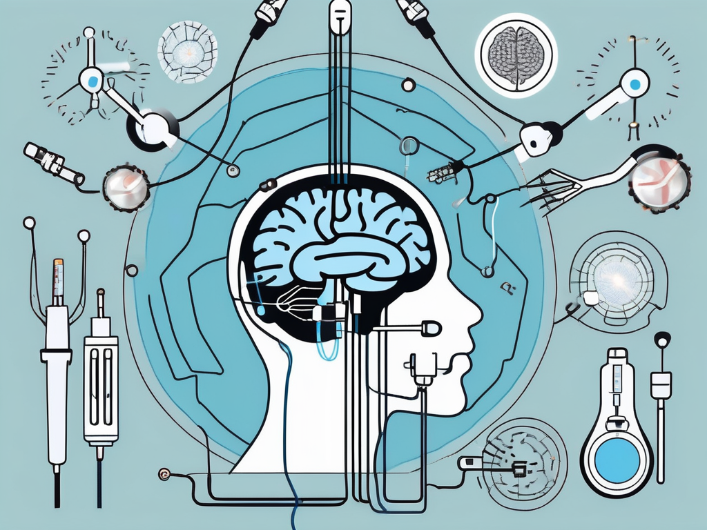 A brain with small electrical pulses emanating from a specific point