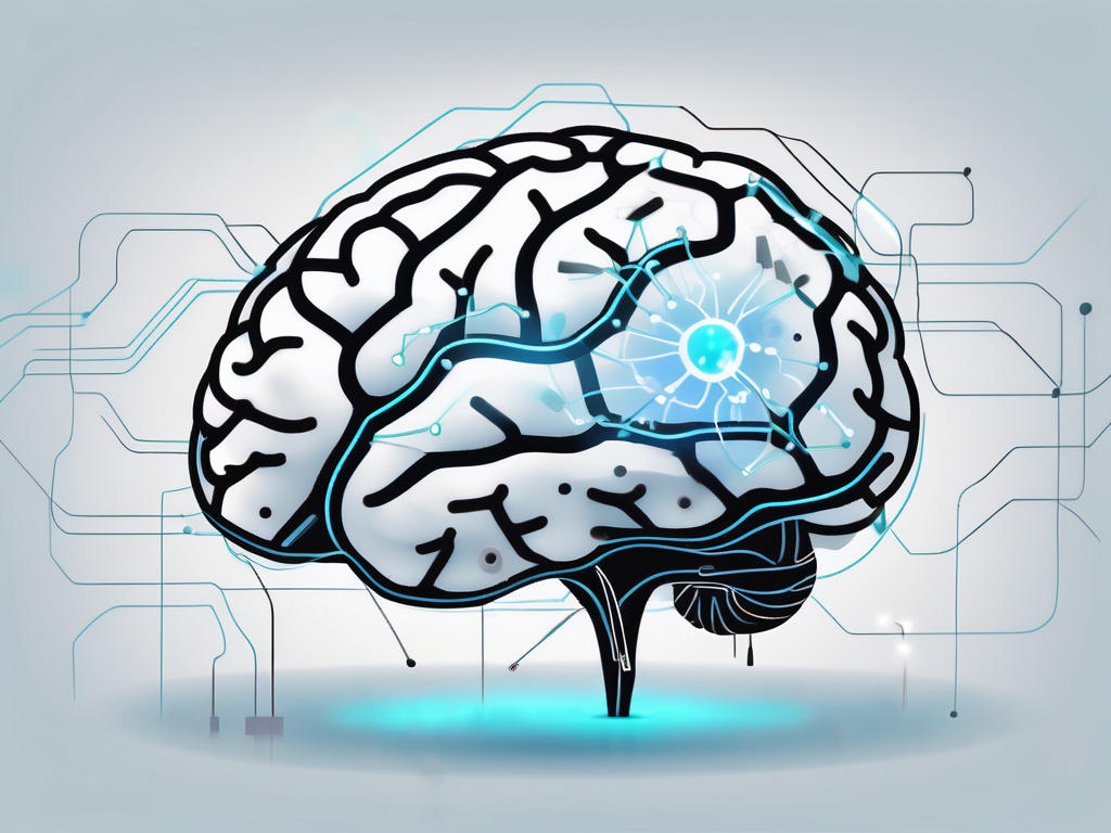 A brain with various highlighted areas