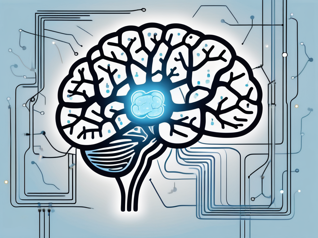 A brain with various sections lighting up and interconnected pathways