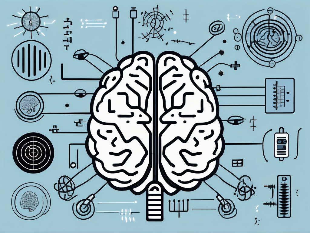 A brain with electromagnetic waves interacting with it