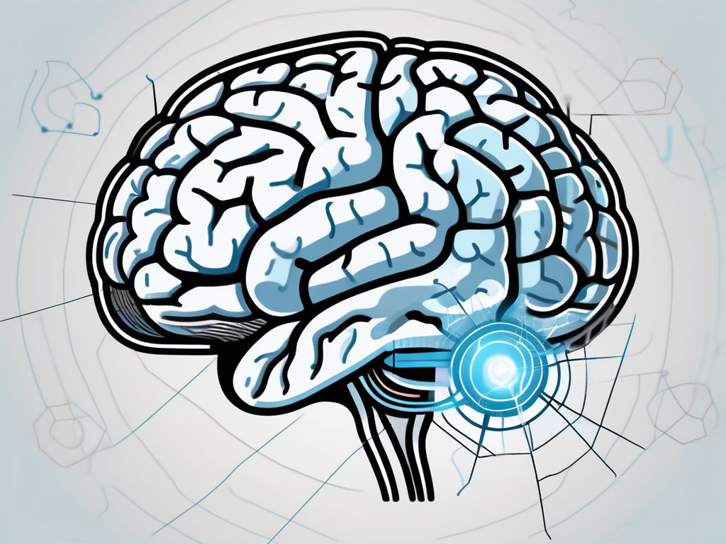 A brain with highlighted areas