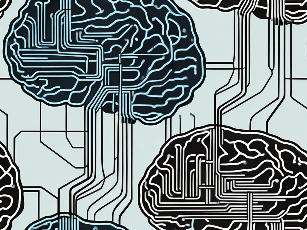 A brain connected to a stylized electrical circuit