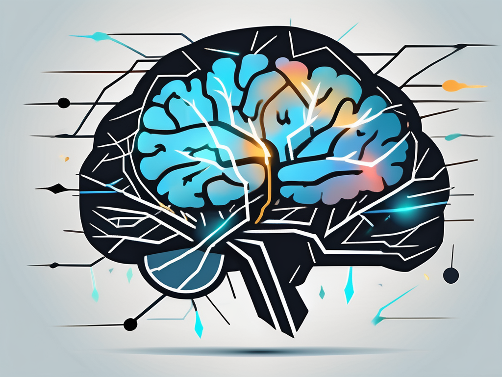 A brain with various areas highlighted in different colors