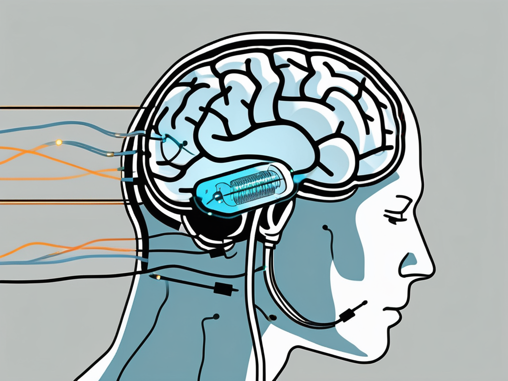 A brain with highlighted areas being stimulated by electrical signals