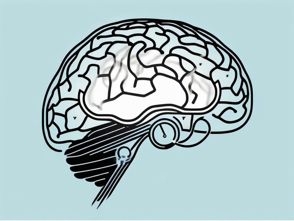 A brain with small electrical pulses or waves emanating from a specific area