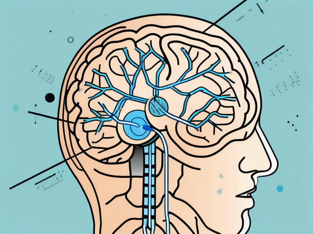 A brain with highlighted areas being targeted by electrical impulses