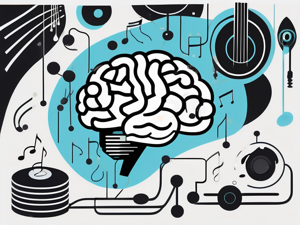 A brain with various points highlighted