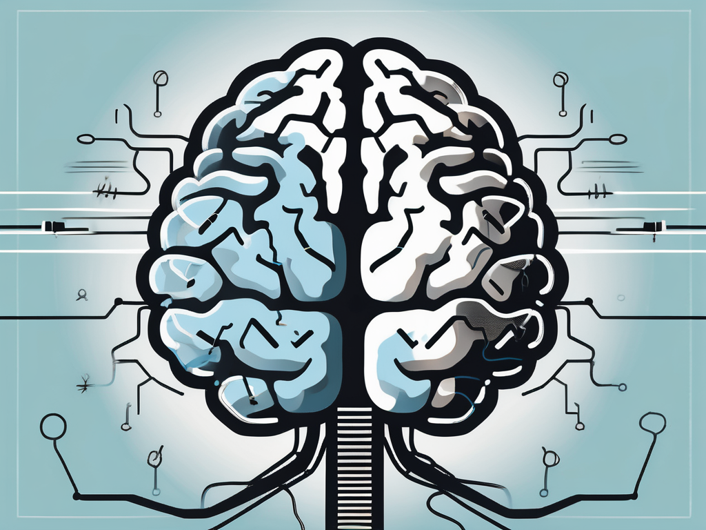 A vintage-style brain with electrodes attached to it