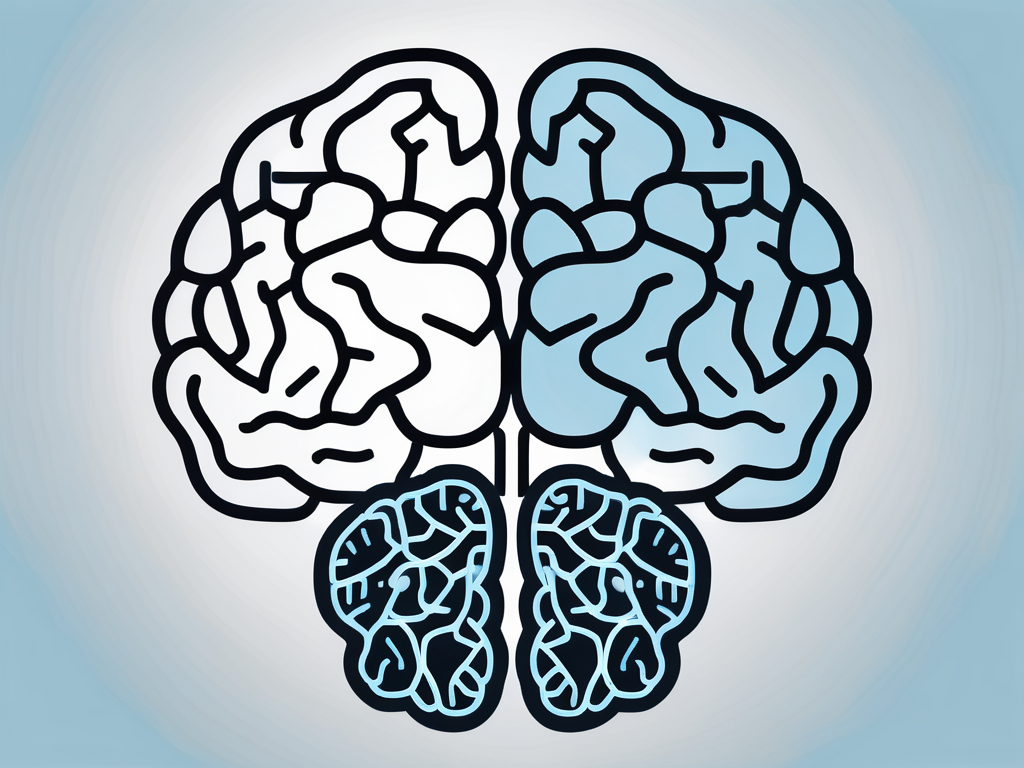 A brain with highlighted areas indicating deep brain stimulation