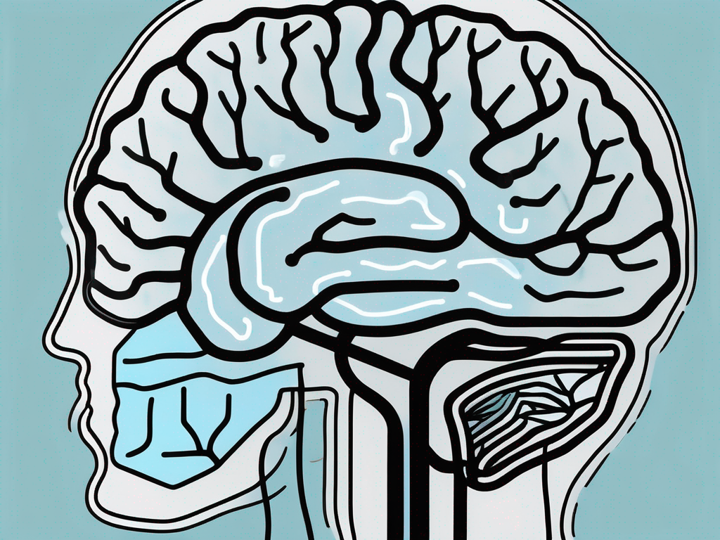 A brain with highlighted areas indicating deep brain stimulation