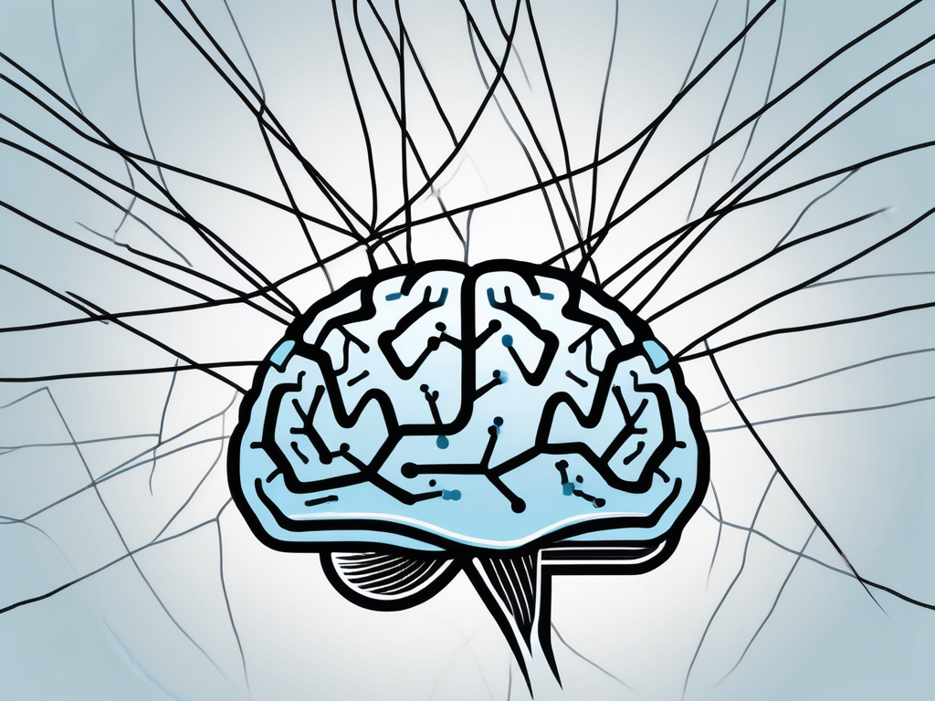 A brain with small electrical pulses or waves emanating from a specific area