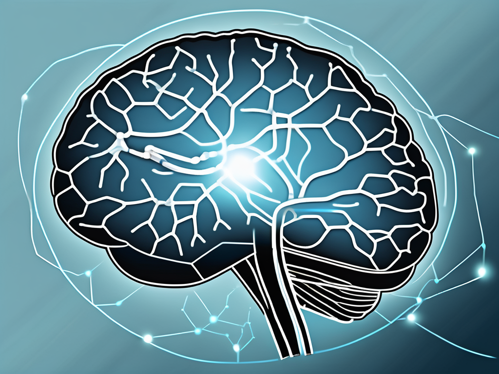 A human brain with various interconnected nodes glowing